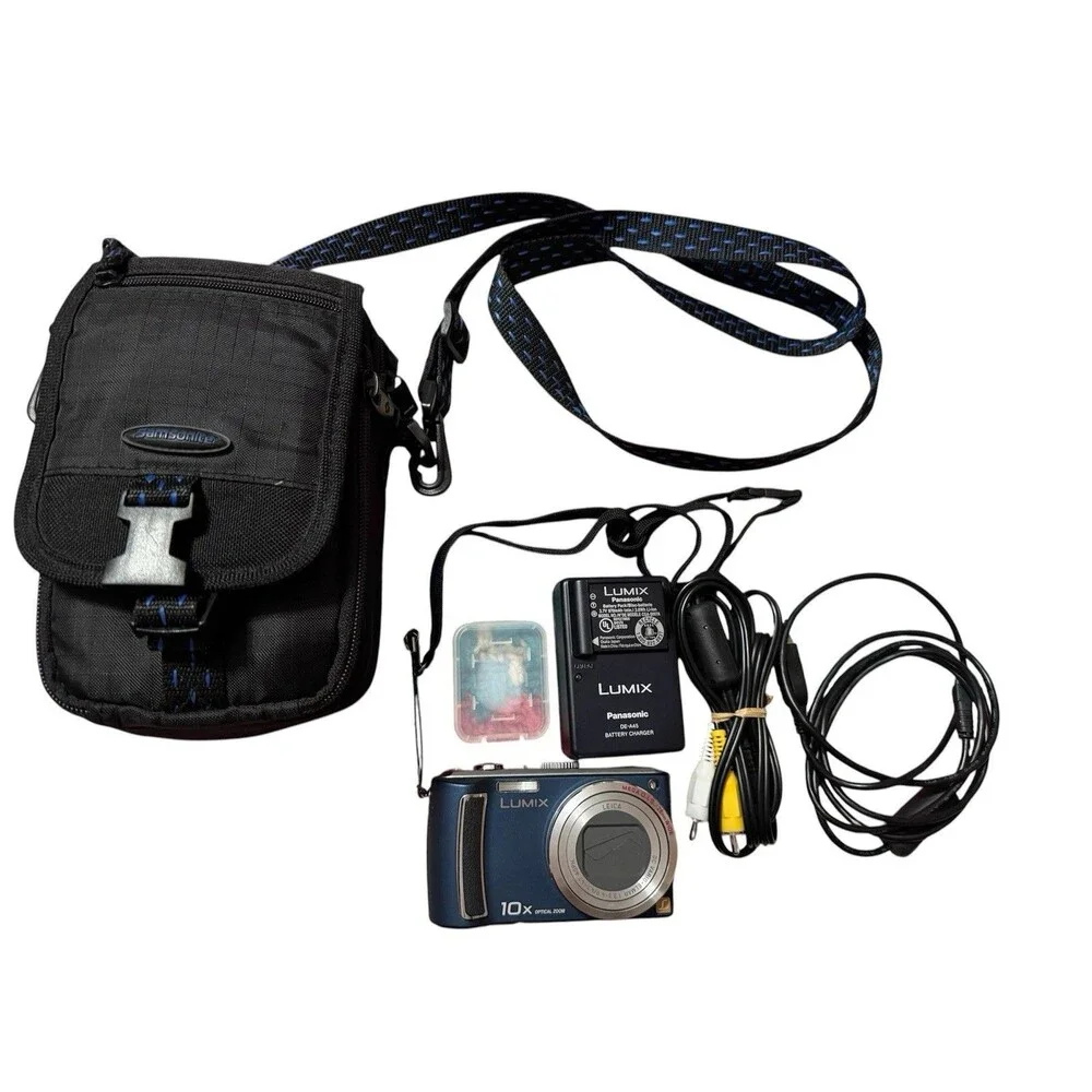Panasonic Lumix DMC-TZ5 9.1MP Digital Camera (Blue) 2 Batteries Charger SD Card